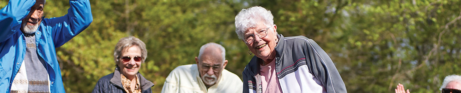 Seniors smiling outdoors